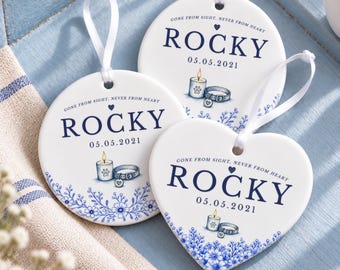 Pet Memorial Ornament, Personalized Pet Bereavement Ornament, Custom Pet Sympathy Keepsake, Loss Of Dog, In Loving Memory Ceramic Ornament