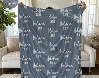 Spersonalizowany kocyk z imieniem, pluszowy kocyk minky, prezent na baby shower