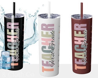Teacher Gifts Personalized Tumbler for Teacher, Elementary Teacher Gifts for Teacher Appreciation Gifts Teacher Skinny Tumbler with Straw