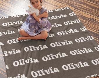 Personalized Plush Minky Name Blanket, Baby Shower Gift