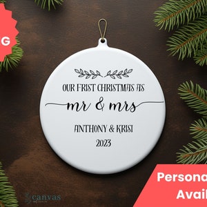 Our First Christmas Married as Mr and Mrs Ornament, First Christmas Married Gift , Wedding Ornament, Personalized Married Ornament