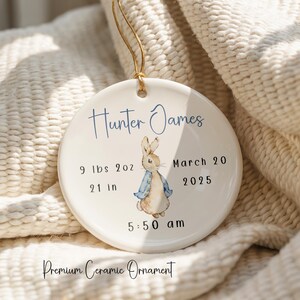 Baby boy birth stats ornament for nursery or holiday decor