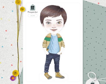 Kolekcjonerska dwustronna papierowa lalka Fine Art Print A5 "Aldo" | Zabawa bez ekranu, ekologiczna, kreatywna aktywność