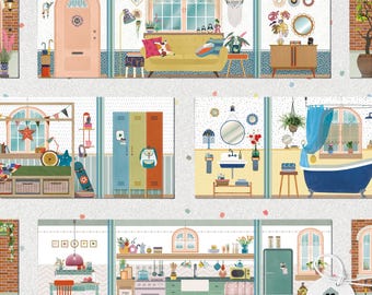 Zestaw papierowych domków – wydruk artystyczny – dwustronny | Zabawa bez ekranu, ekologiczna, kreatywna aktywność