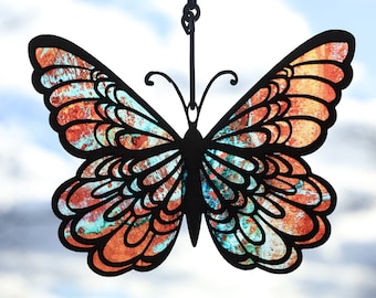 Butterfly Suncatcher, Stained Glass Effect, Handmade Window Ornament