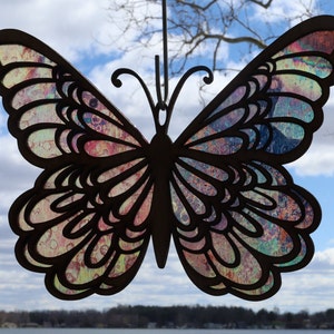 Butterfly Suncatcher Stained Glass Effect Window Hanging Handmade Ornament Sun Catcher Garden Decor Gift for Nature Lovers
