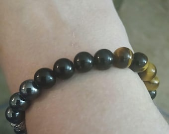 Pulseras de triple protección. Cuentas AAA. Hematita, obsidiana y ojo de tigre. ¡El trío de protección definitivo!