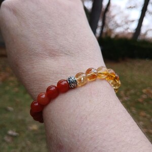 Pulsera de cornalina y citrino: Abundancia, motivación (Cuentas AAA de 8 mm) imagen 9