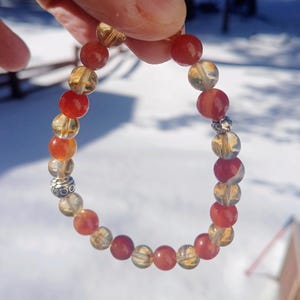 Pulsera de cornalina y citrino: Abundancia, motivación (Cuentas AAA de 8 mm) imagen 18