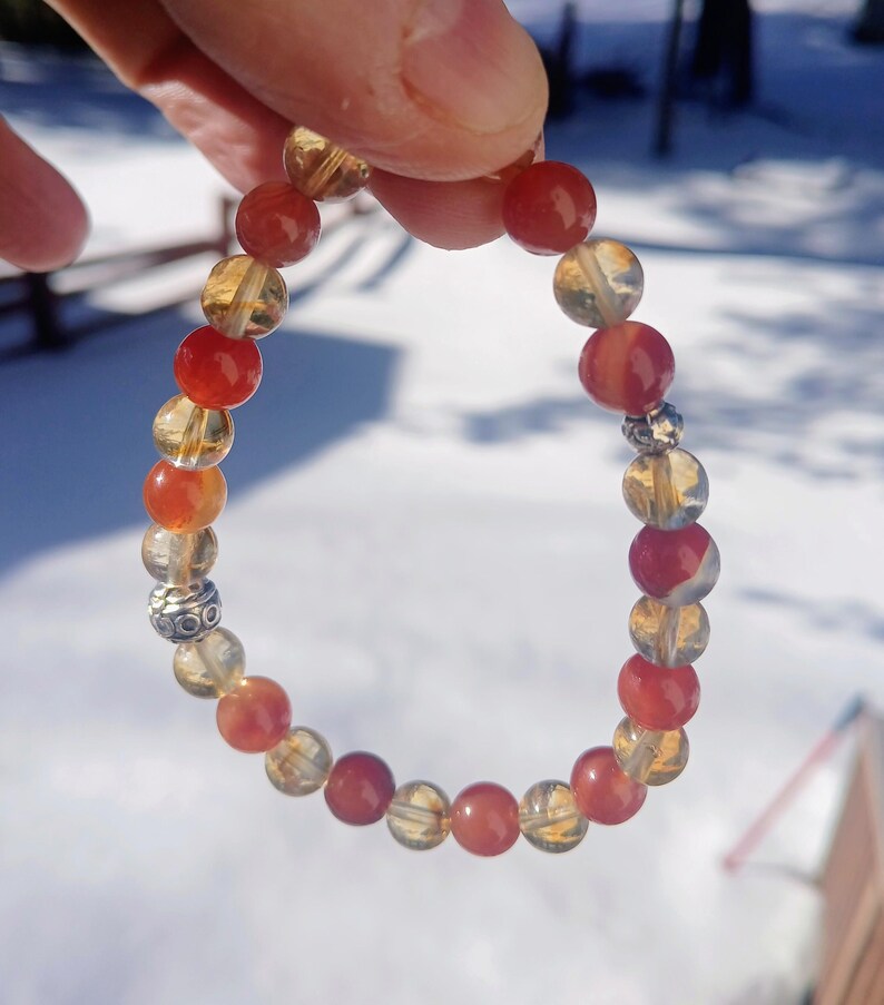 Pulsera de cornalina y citrino: Abundancia, motivación (Cuentas AAA de 8 mm) imagen 18