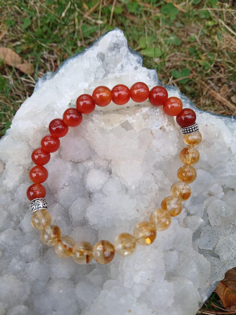 Pulsera de cornalina y citrino: Abundancia, motivación (Cuentas AAA de 8 mm) imagen 13