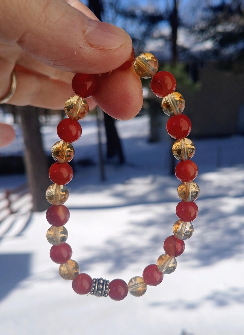 Pulsera de cornalina y citrino: Abundancia, motivación (Cuentas AAA de 8 mm) imagen 17