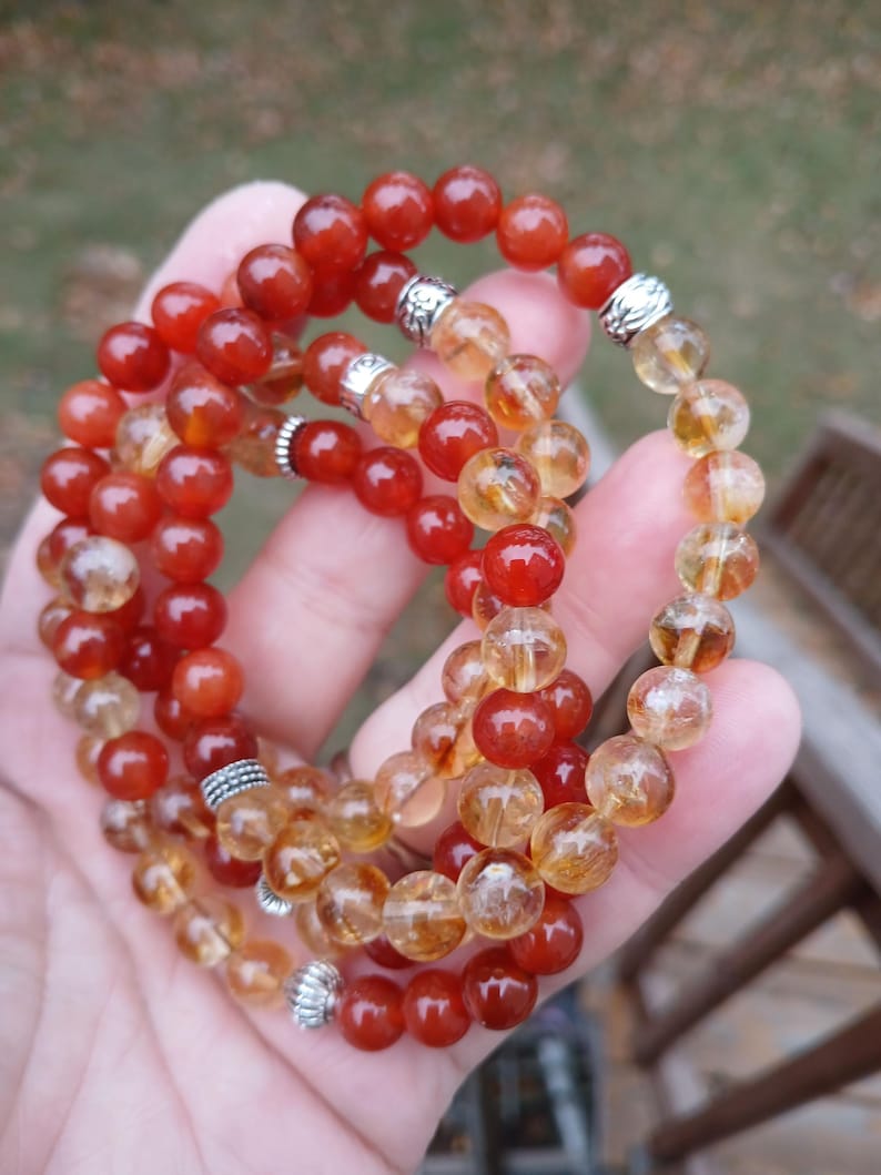 Pulsera de cornalina y citrino: Abundancia, motivación (Cuentas AAA de 8 mm) imagen 8