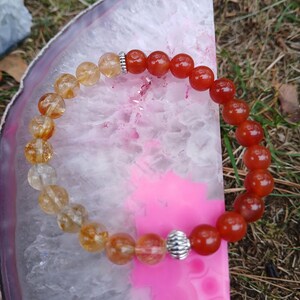 Pulsera de cornalina y citrino: Abundancia, motivación (Cuentas AAA de 8 mm) imagen 11