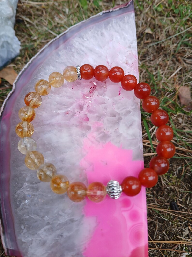 Pulsera de cornalina y citrino: Abundancia, motivación (Cuentas AAA de 8 mm) imagen 11