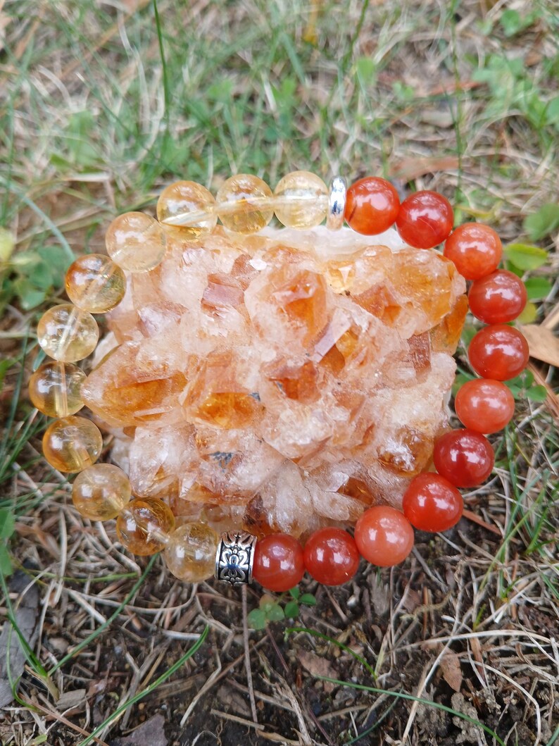 Pulsera de cornalina y citrino: Abundancia, motivación (Cuentas AAA de 8 mm) imagen 7