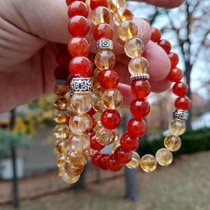 Pulsera de cornalina y citrino: Abundancia, motivación (Cuentas AAA de 8 mm) imagen 1