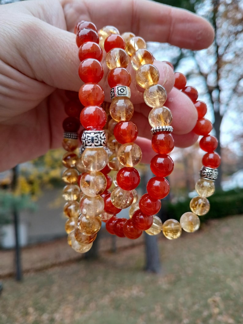Pulsera de cornalina y citrino: Abundancia, motivación (Cuentas AAA de 8 mm) imagen 1