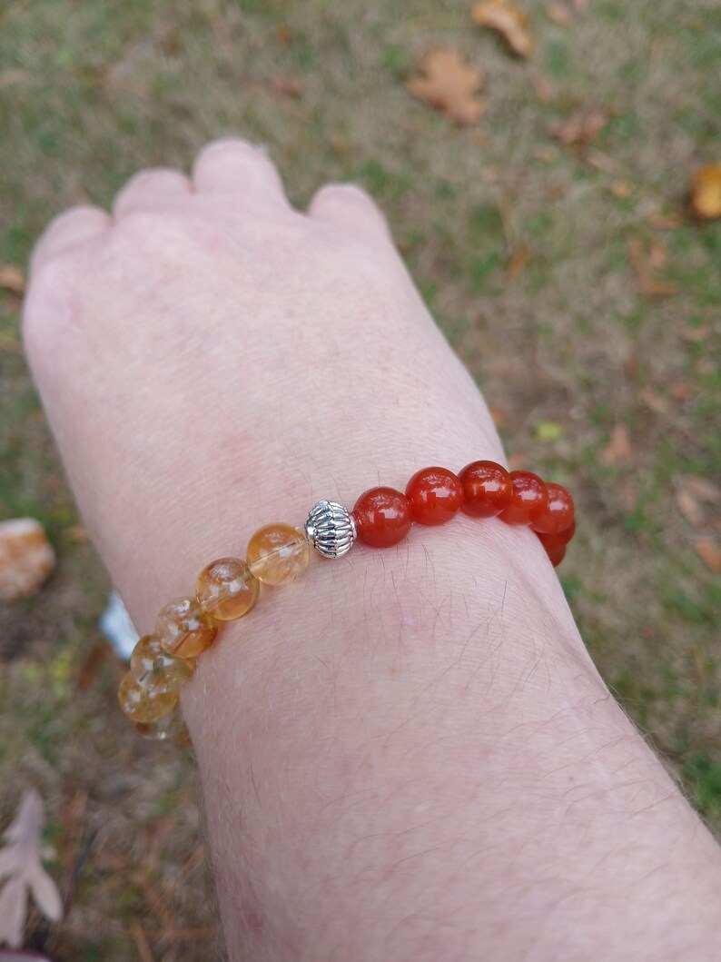 Pulsera de cornalina y citrino: Abundancia, motivación (Cuentas AAA de 8 mm) imagen 14