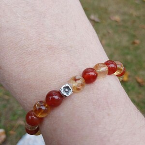 Pulsera de cornalina y citrino: Abundancia, motivación (Cuentas AAA de 8 mm) imagen 4