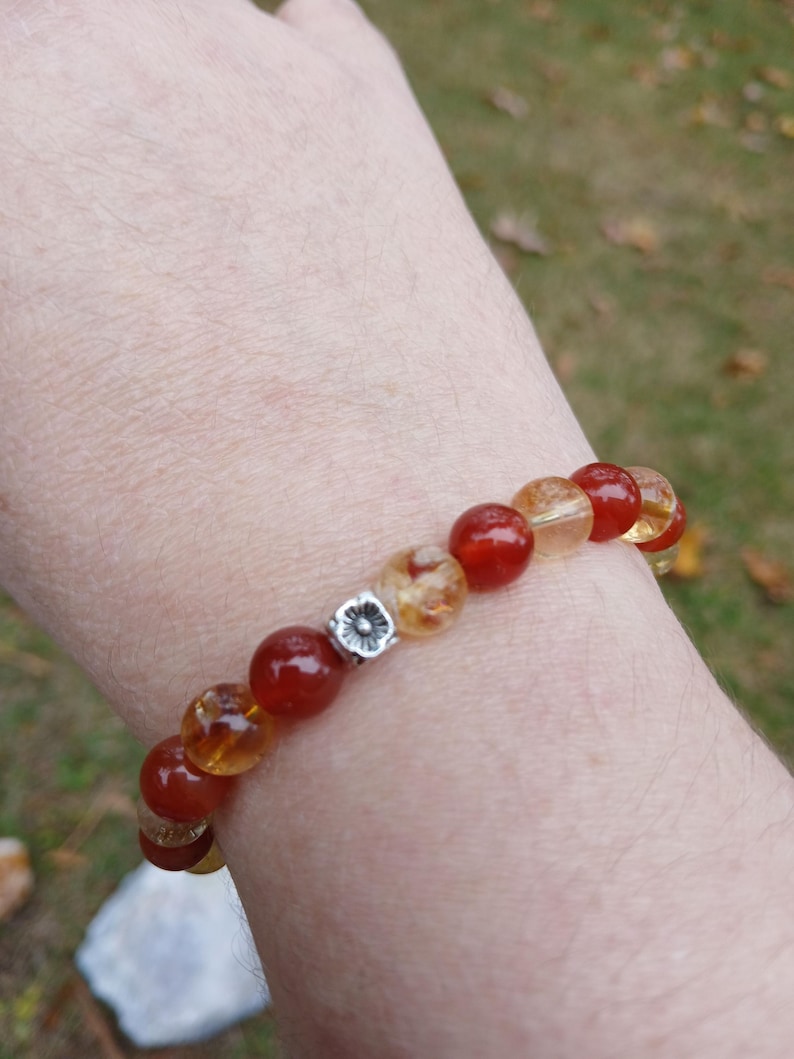 Pulsera de cornalina y citrino: Abundancia, motivación (Cuentas AAA de 8 mm) imagen 4