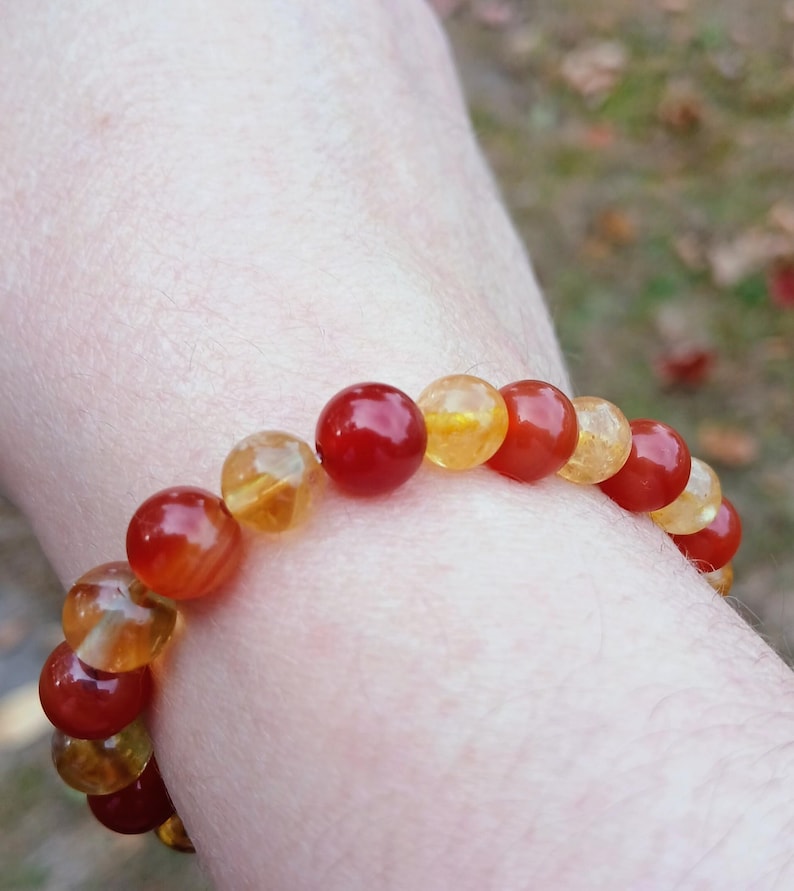 Pulsera de cornalina y citrino: Abundancia, motivación (Cuentas AAA de 8 mm) imagen 2