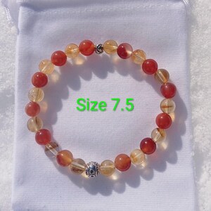 Pulsera de cornalina y citrino: Abundancia, motivación (Cuentas AAA de 8 mm) Size 7.5