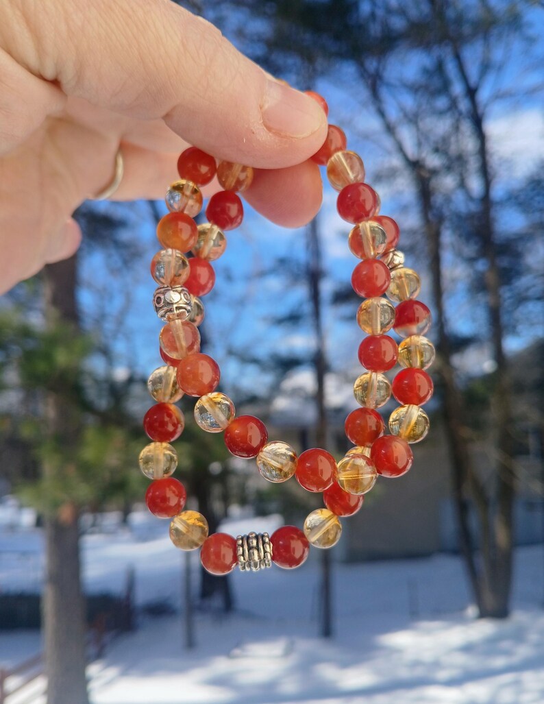 Pulsera de cornalina y citrino: Abundancia, motivación (Cuentas AAA de 8 mm) imagen 19