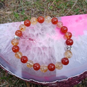 Pulsera de cornalina y citrino: Abundancia, motivación (Cuentas AAA de 8 mm) imagen 5