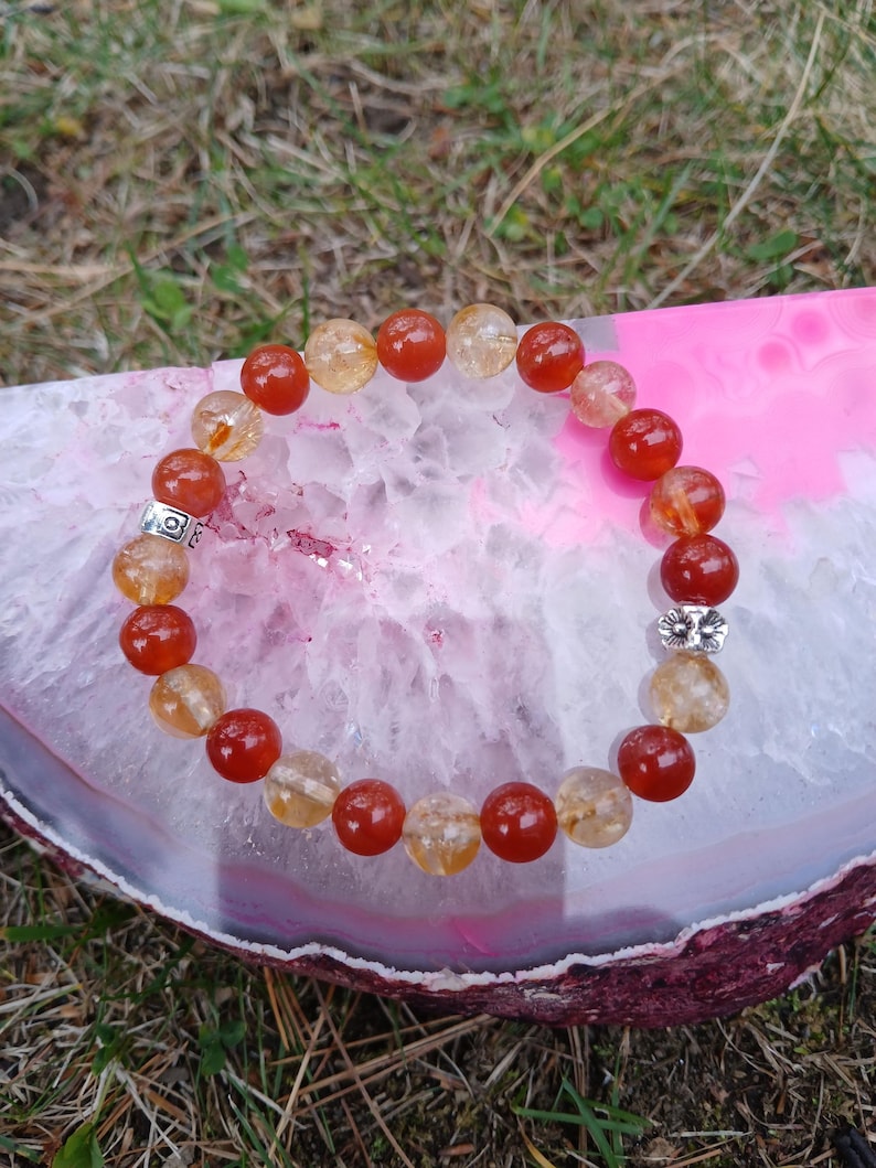 Pulsera de cornalina y citrino: Abundancia, motivación (Cuentas AAA de 8 mm) imagen 5