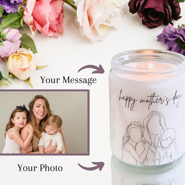 Mother's Day Gift - Personalized Candle - Create Your Own Custom Portrait Candle - Soy Candle - Customized Gift - Mother's Day