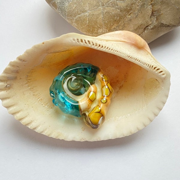 Perline di vetro a forma di ammonite, 1 pz, Perline di colori dell'oceano, Perline di vetro di Murano, Perline fossili, Perline di mare, Perline ispirate all'oceano