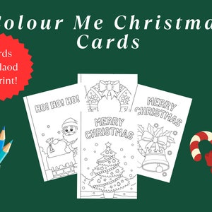 Farbe in Weihnachtskarten 4er Kartenset | Ausmalen und basteln für Weihnachten Farbe in Karte Ausmalbilder | Weihnachtsbasteln fröhlich