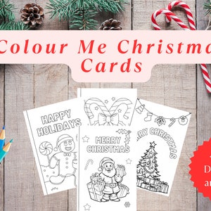 Colour in christmas cards pack of 4 cards | Kids Christmas Cards | Christmas Activity | Christmas Colouring Cards | Christmas Craft