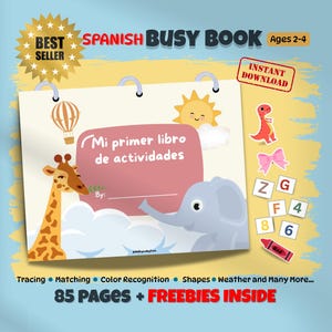 Spanish Learning Binder: Preschool Activities, Homeschool Printable (PDF Download)