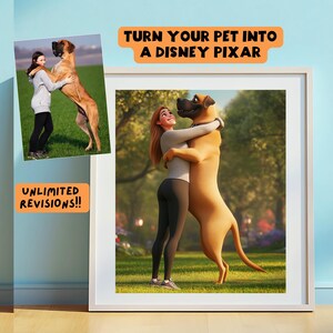 Custom Cartoon Pet Portrait Personalized Dog Cartoon Digital Custom Portrait Custom Wall Art for Pet Lovers Cartoon Wall Art