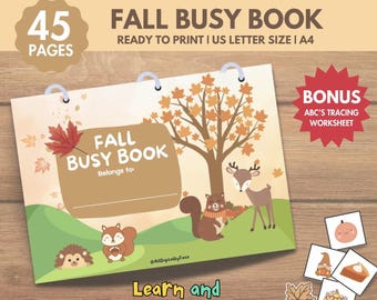 Libro de actividades de otoño para imprimir, materiales de aprendizaje para la educación en el hogar para niños, libro de actividades para imprimir, carpeta de aprendizaje para niños pequeños, libro de actividades de otoño para niños en edad preescolar