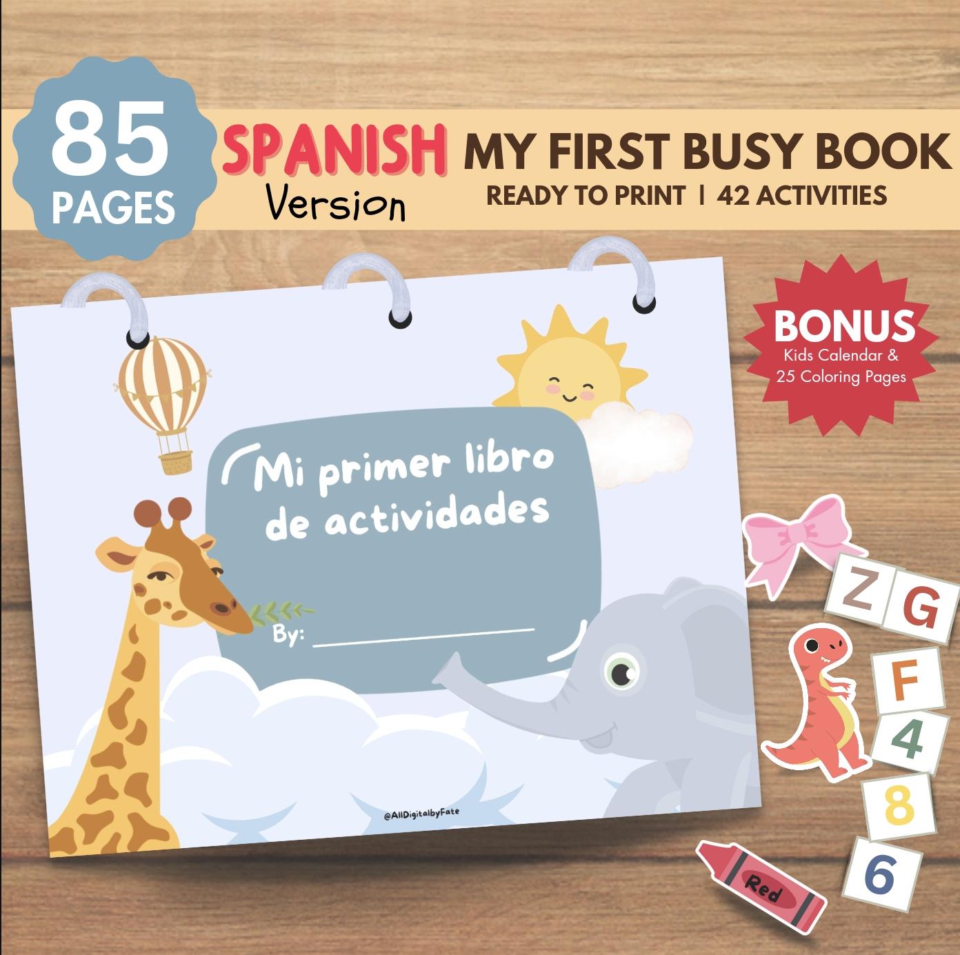 Libro de actividades en español para imprimir, libro tranquilo en español, recursos de educación en el hogar Montessori, materiales de aprendizaje para niños en edad preescolar, materiales educativos para imprimir