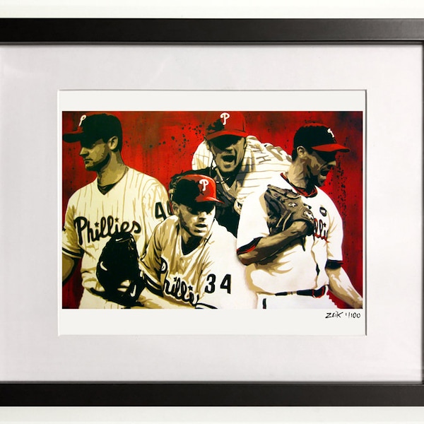 Philadelphia Phillies limited edition framed and matted 8 x 10 inch art print. "4 Aces"