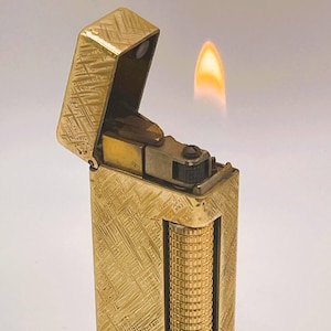Dunhill Rollagas WORKING Vintage Lighter w/Gold Plated Florentine Design 1970’s