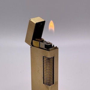 Dunhill Rollagas WORKING Vintage Gold Plated Barley Pattern Lighter late 1970’s
