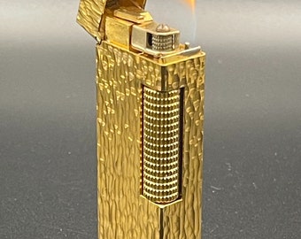 Dunhill Rollagas WORKING Vintage Lighter Gold Plated Bark W