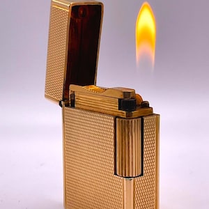 S.T. DUPONT Vintage WORKING Ligne 1 BR Kleines Feuerzeug Gold Grain d’Orge Barley