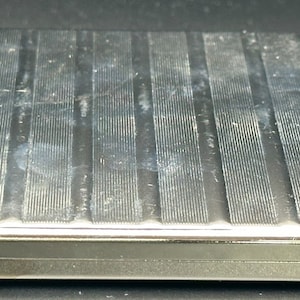 Vintage Silver Tone Metallic Vertical Striped Pattern Cigarette Case