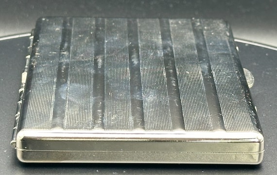 Vintage Silver Tone Metallic Vertical Striped Pat… - image 1