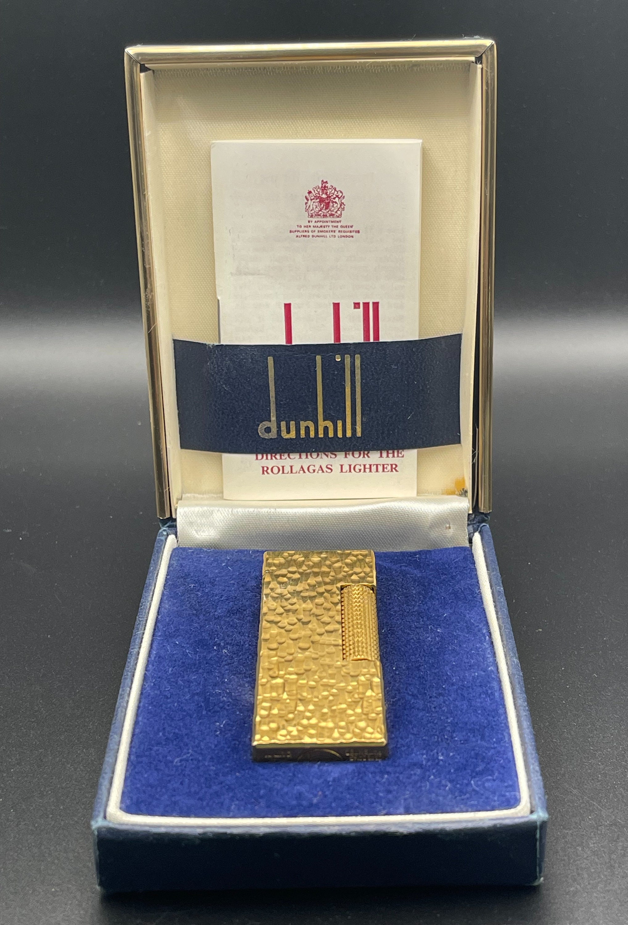 Dunhill Rollagas WORKING Vintage Lighter Gold Plated Bark W