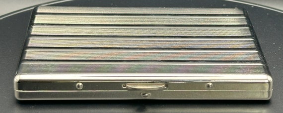 Vintage Silver Tone Metallic Vertical Striped Pat… - image 7