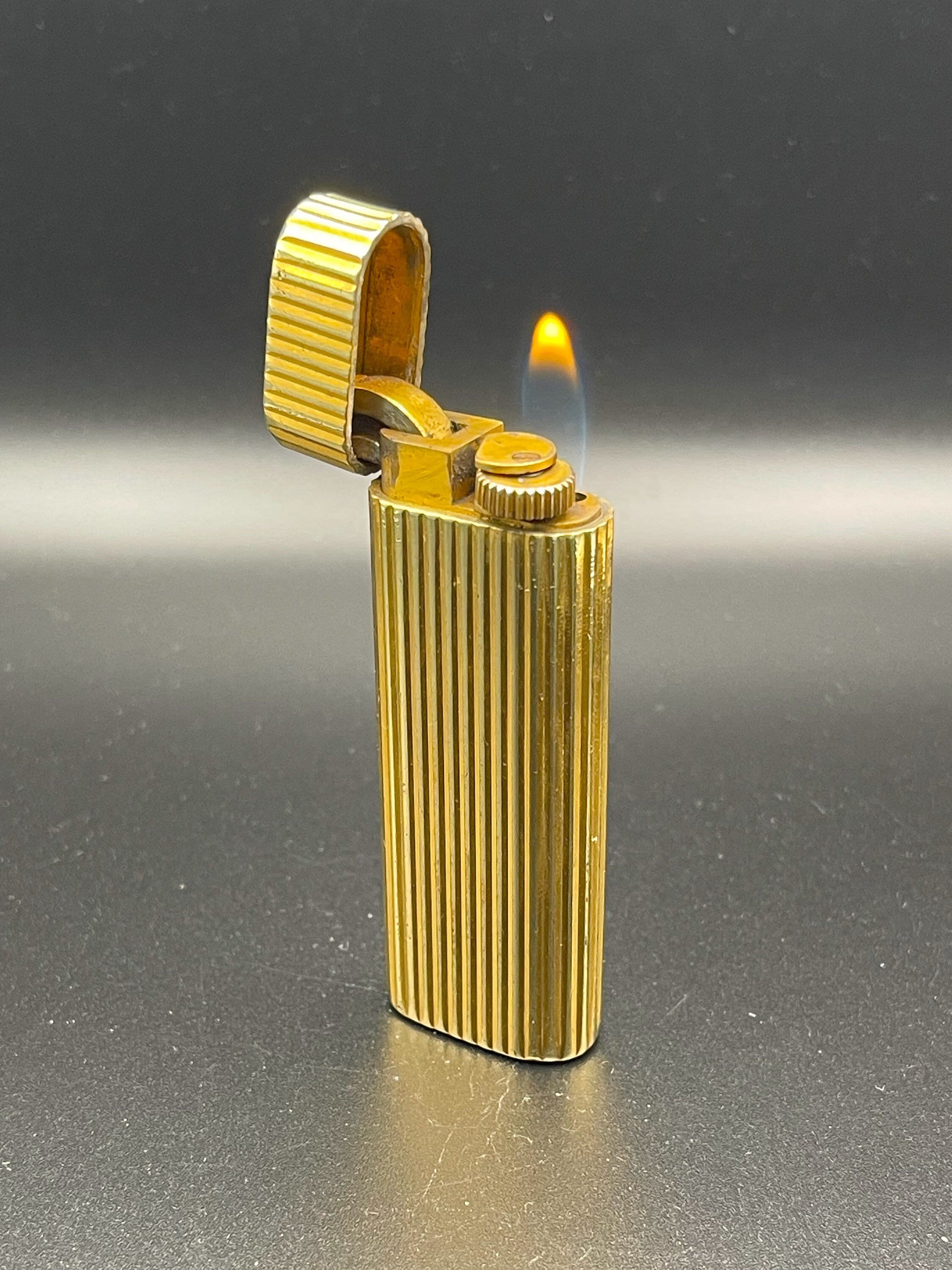 Cartier Vintage Oval Shaped WORKING Gold Plated GODRON Vertical