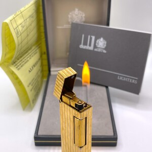 Encendedor vintage Dunhill Rollagas WORKING en bambú dorado con el logotipo “d” c1992 con caja y papeles
