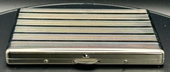 Vintage Silver Tone Metallic Vertical Striped Pat… - image 5
